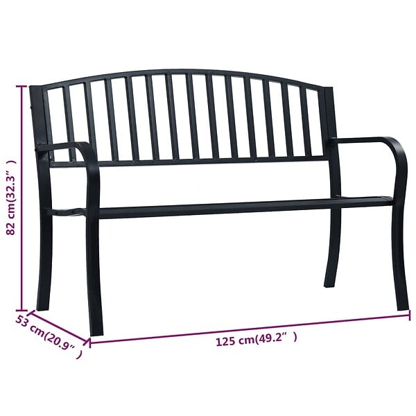VIDAXL - vidaXL Banc de jardin 125 cm Noir Acier - large