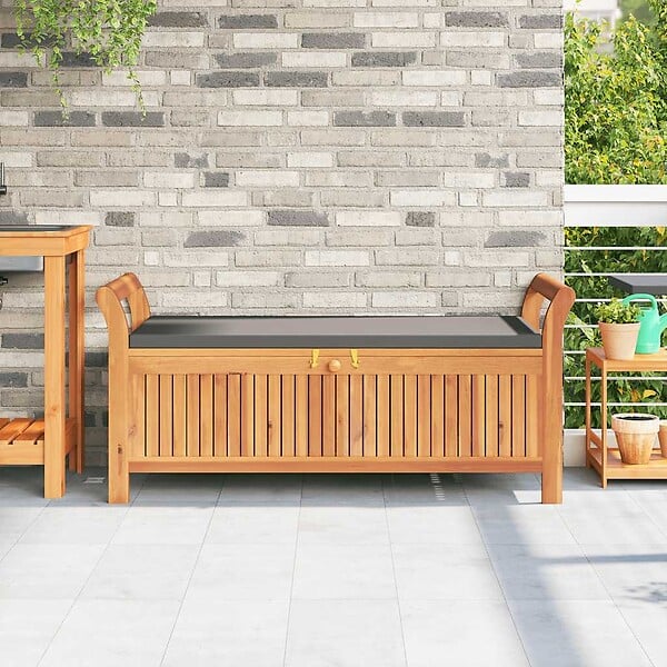VIDAXL - vidaXL Banc de rangement de jardin avec coussin 126 cm Bois d'acacia - large