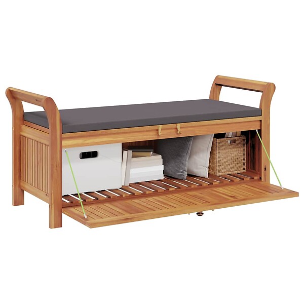 VIDAXL - vidaXL Banc de rangement de jardin avec coussin 126 cm Bois d'acacia - large