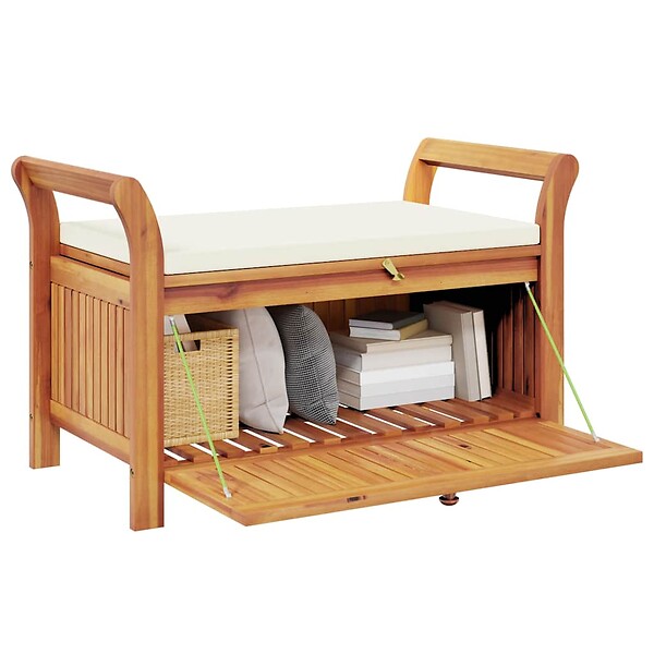 VIDAXL - vidaXL Banc de rangement de jardin avec coussin 91 cm Bois d'acacia - large