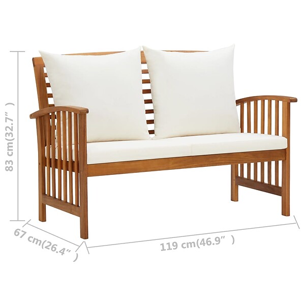 VIDAXL - vidaXL Banc de jardin avec coussins 119 cm Bois solide d'acacia - large