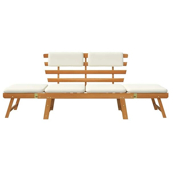 VIDAXL - vidaXL Banc de jardin avec coussins 2-en-1 190 cm Bois solide d'acacia - large