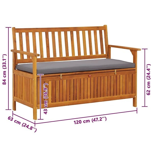 VIDAXL - vidaXL Banc de rangement de jardin 120 cm Bois d'acacia solide - large