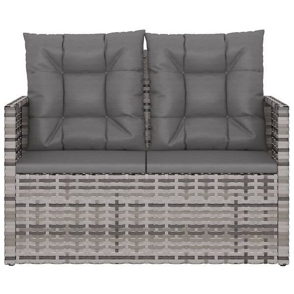VIDAXL - vidaXL Banc de jardin avec coussins Gris 105 cm Résine tressée - large