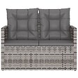 VIDAXL - vidaXL Banc de jardin avec coussins Gris 105 cm Résine tressée - vignette