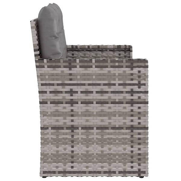 VIDAXL - vidaXL Banc de jardin avec coussins Gris 105 cm Résine tressée - large