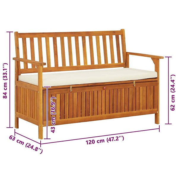 VIDAXL - vidaXL Banc de rangement de jardin Bois d'acacia solide 120x63x84 cm - large
