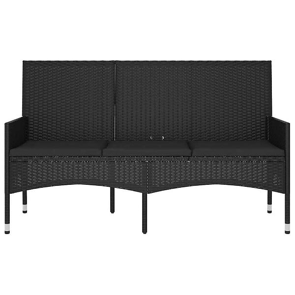 VIDAXL - vidaXL Banc de jardin à 3 places avec coussins Noir Résine tressée - large