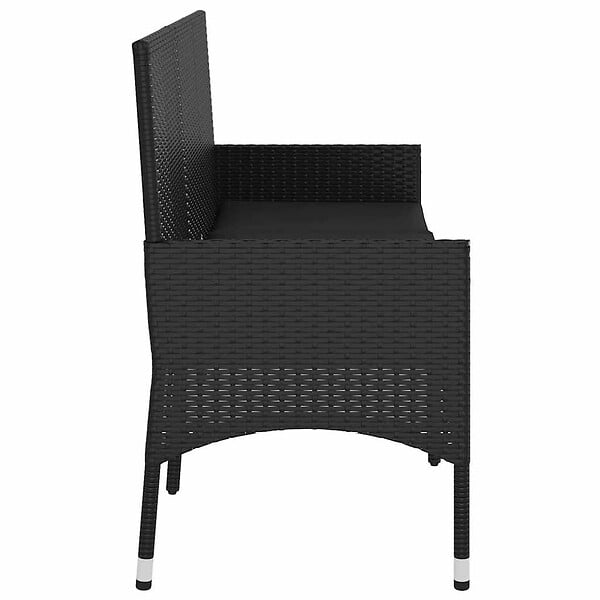 VIDAXL - vidaXL Banc de jardin à 3 places avec coussins Noir Résine tressée - large