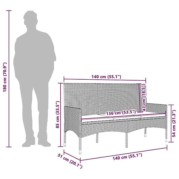VIDAXL - vidaXL Banc de jardin à 3 places avec coussins Noir Résine tressée - large