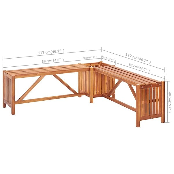 VIDAXL - vidaXL Banc de jardin et jardinière 117x117x40 cm Bois solide d'acacia - large