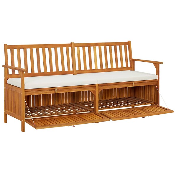VIDAXL - vidaXL Banc de rangement avec coussin 170 cm Bois d'acacia solide - large