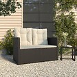 VIDAXL - vidaXL Banc de jardin avec coussins Noir 105 cm Résine tressée - vignette