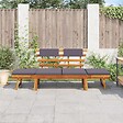 VIDAXL - vidaXL Chaise longue avec coussin 2-en-1 190 cm Bois solide d'acacia - vignette
