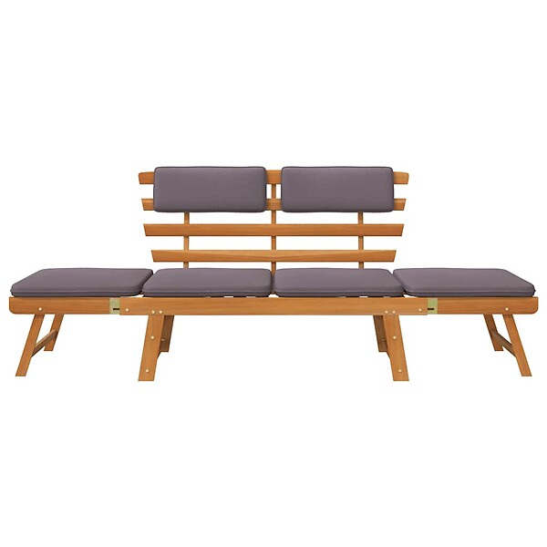 VIDAXL - vidaXL Chaise longue avec coussin 2-en-1 190 cm Bois solide d'acacia - large