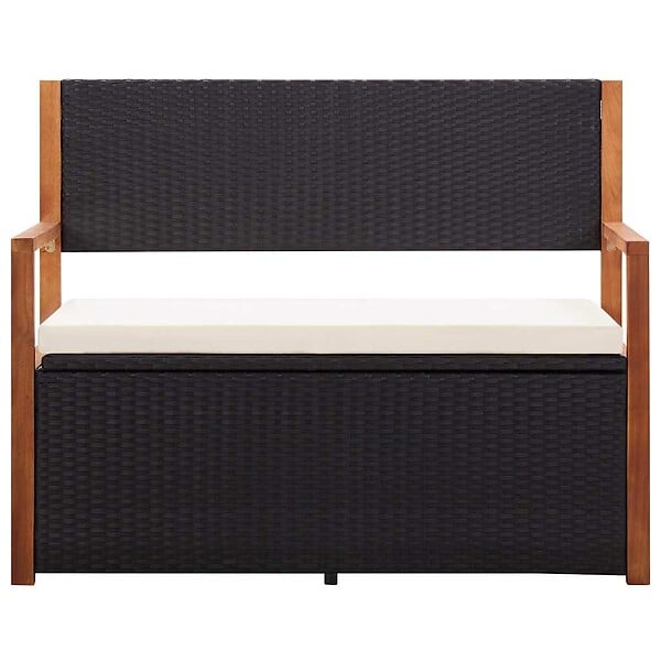 VIDAXL - vidaXL Banc de jardin 115 cm Résine tressée et bois d'acacia Noir - large