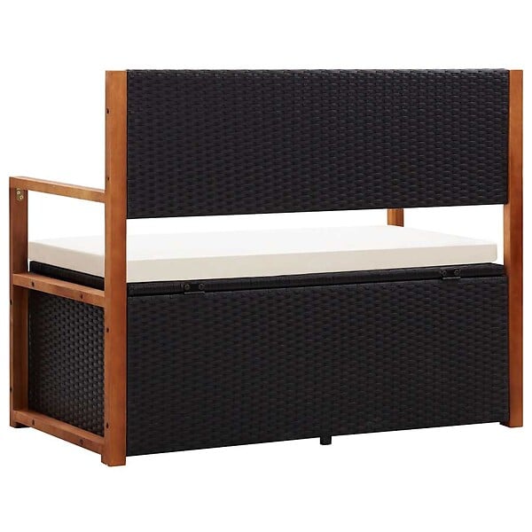 VIDAXL - vidaXL Banc de jardin 115 cm Résine tressée et bois d'acacia Noir - large