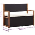VIDAXL - vidaXL Banc de jardin 115 cm Résine tressée et bois d'acacia Noir - vignette