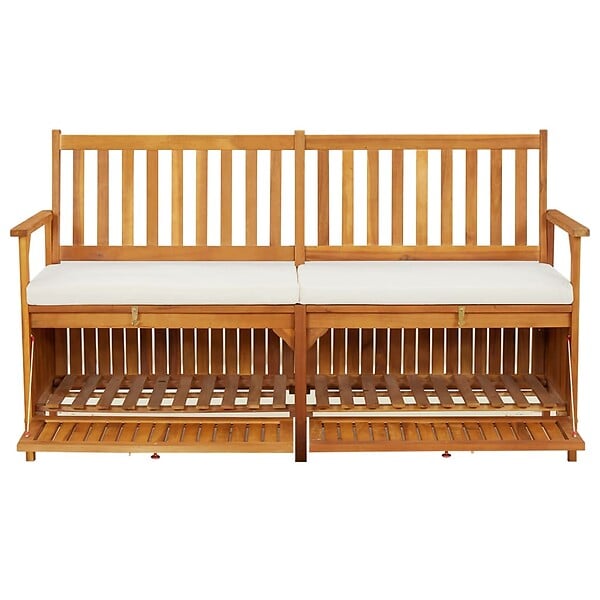 VIDAXL - vidaXL Banc de rangement avec coussin 148 cm Bois d'acacia solide - large