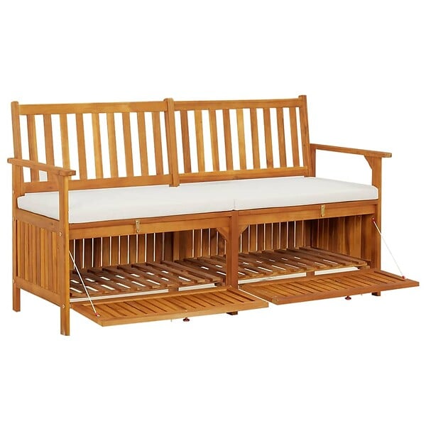 VIDAXL - vidaXL Banc de rangement avec coussin 148 cm Bois d'acacia solide - large
