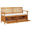 VIDAXL - vidaXL Banc de rangement avec coussin 148 cm Bois d'acacia solide - vignette