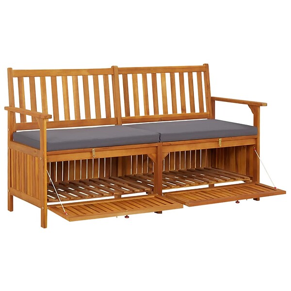 VIDAXL - vidaXL Banc de rangement avec coussin 148 cm Bois d'acacia solide - large