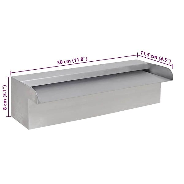 VIDAXL - vidaXL Lame d'eau rectangulaire 30 cm Acier inoxydable pour piscine - large
