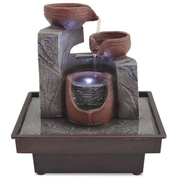 VIDAXL - vidaXL Fontaine d'intérieur avec lampe LED Polyrésine - large