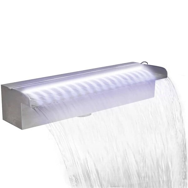 VIDAXL - Lame d'eau rectangulaire à LED 45 cm en acier inoxydable pour piscine - large