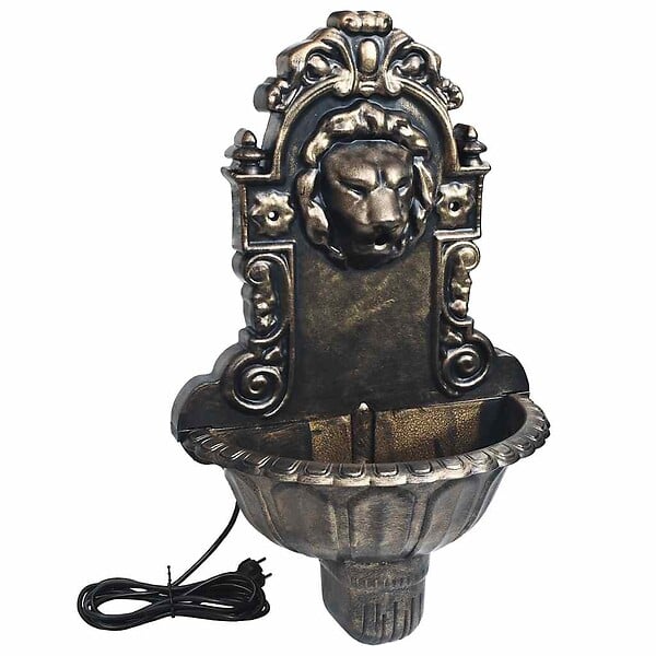 VIDAXL - vidaXL Fontaine murale Design de tête de lion Bronze - large