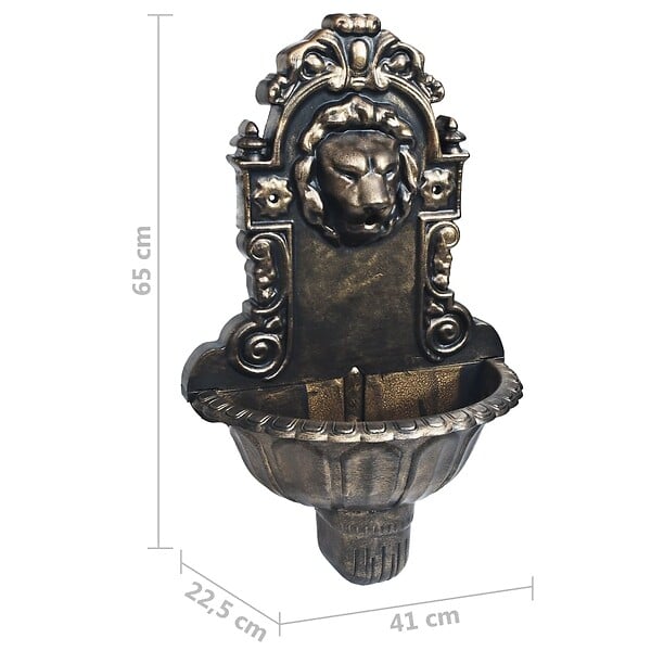VIDAXL - vidaXL Fontaine murale Design de tête de lion Bronze - large