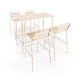 OVIALA - Table haute de jardin en métal ivoire 120 cm - Palavas - vignette