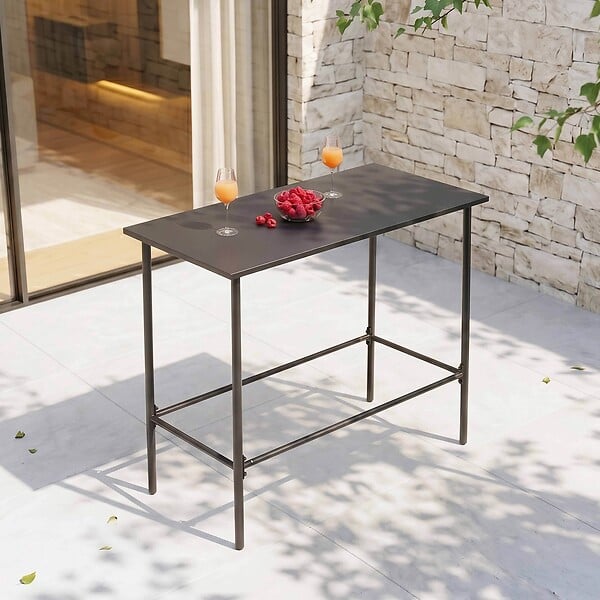 OVIALA - Table de bar en métal anthracite - Palavas - large