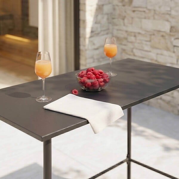 OVIALA - Table de bar en métal anthracite - Palavas - large