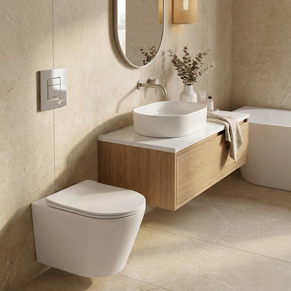 GROHE - Pack WC bâti-support Rapid SL + WC SAT sans bride + abattant SoftClose + plaque chrome (RSLCETOR1) - large