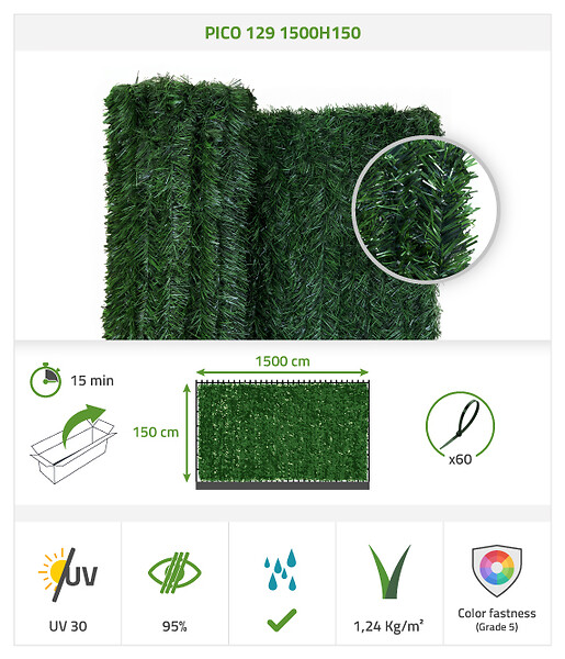 CASANOOV - Casanoov Haie Artificielle 15 m PICO H.150  cm PVC 129 Brins - large