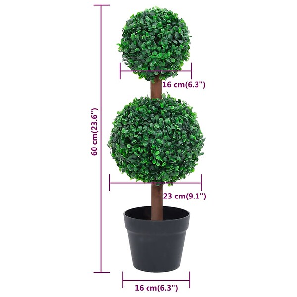 VIDAXL - vidaXL Plante de buis artificiel avec pot Forme de boule Vert 60 cm - large
