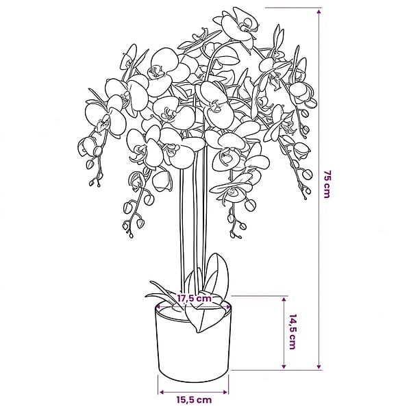 VIDAXL - vidaXL Plante artificielle avec pot Orchidée 75 cm Blanc - large