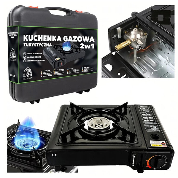 ENTREPOT BRICO - Kit Réchaud camping portable 2 en 1 à gaz 2500 W - large