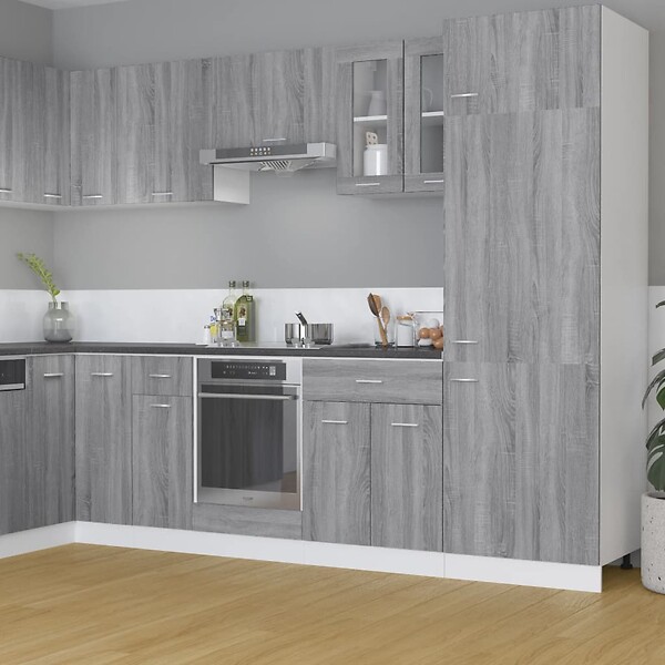 VIDAXL - vidaXL Armoire en verre suspendue "Lyon" Sonoma gris - large