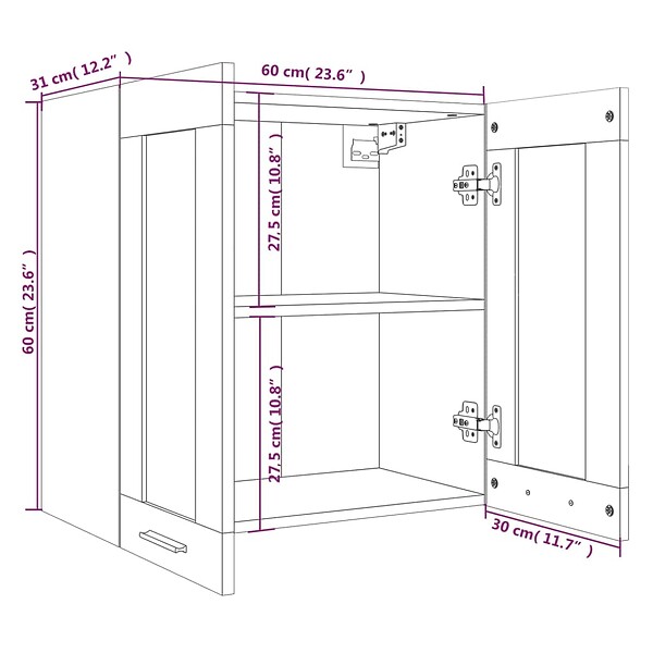 VIDAXL - vidaXL Armoire en verre suspendue "Lyon" Sonoma gris - large