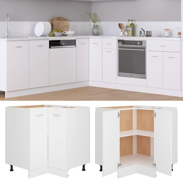 VIDAXL - vidaXL Armoire de plancher d'angle "Lyon" blanc 75,5x75,5x81,5 cm - large