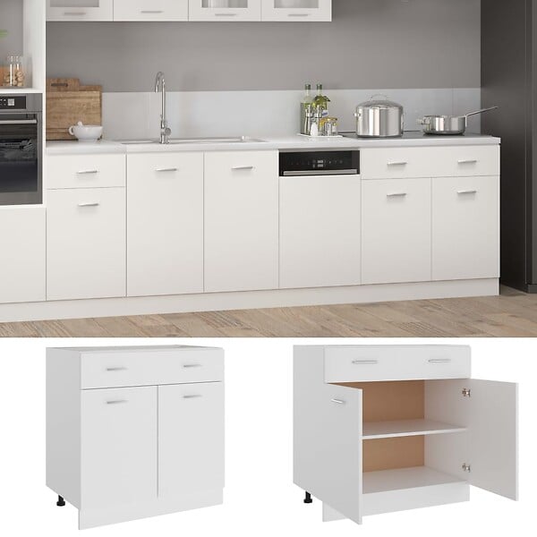 VIDAXL - vidaXL Armoire de plancher à tiroir "Lyon" Blanc 80x46x81,5cm - large