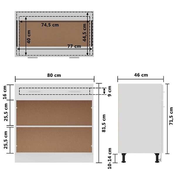 VIDAXL - vidaXL Armoire de plancher à tiroir "Lyon" Blanc 80x46x81,5cm - large