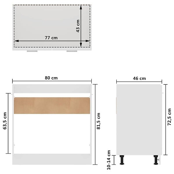 VIDAXL - vidaXL Armoire de plancher d'évier "Lyon" Blanc Bois ingénierie - large