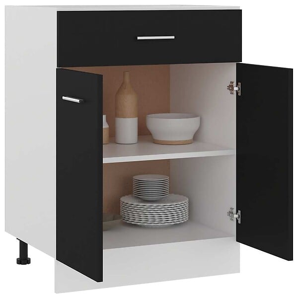 VIDAXL - vidaXL Armoire de plancher à tiroir "Lyon" Noir 60x46x81,5 cm - large