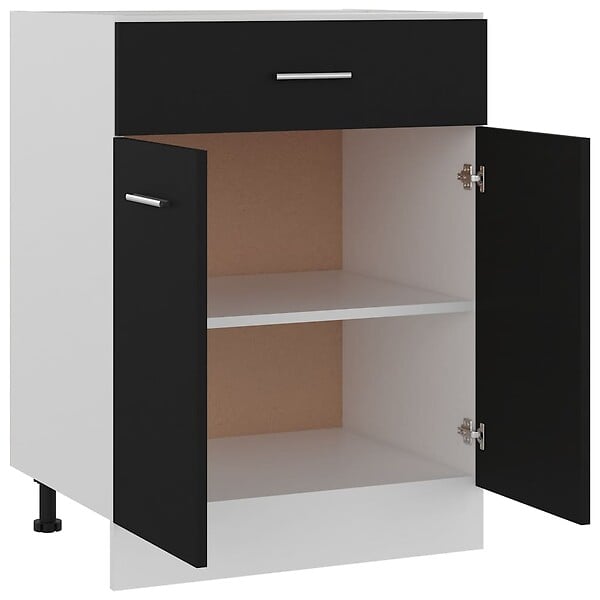 VIDAXL - vidaXL Armoire de plancher à tiroir "Lyon" Noir 60x46x81,5 cm - large