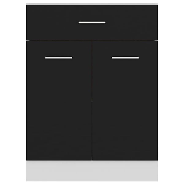 VIDAXL - vidaXL Armoire de plancher à tiroir "Lyon" Noir 60x46x81,5 cm - large