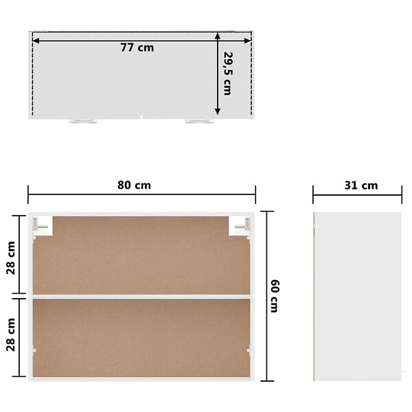 VIDAXL - vidaXL Armoire suspendue "Lyon" Blanc 80x31x60 cm Bois d’ingénierie - large