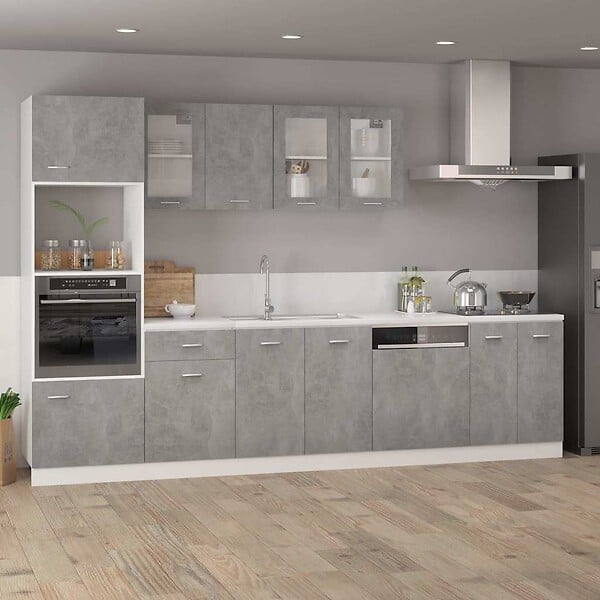 VIDAXL - vidaXL Armoire de plancher "Lyon" Gris béton Bois d’ingénierie - large